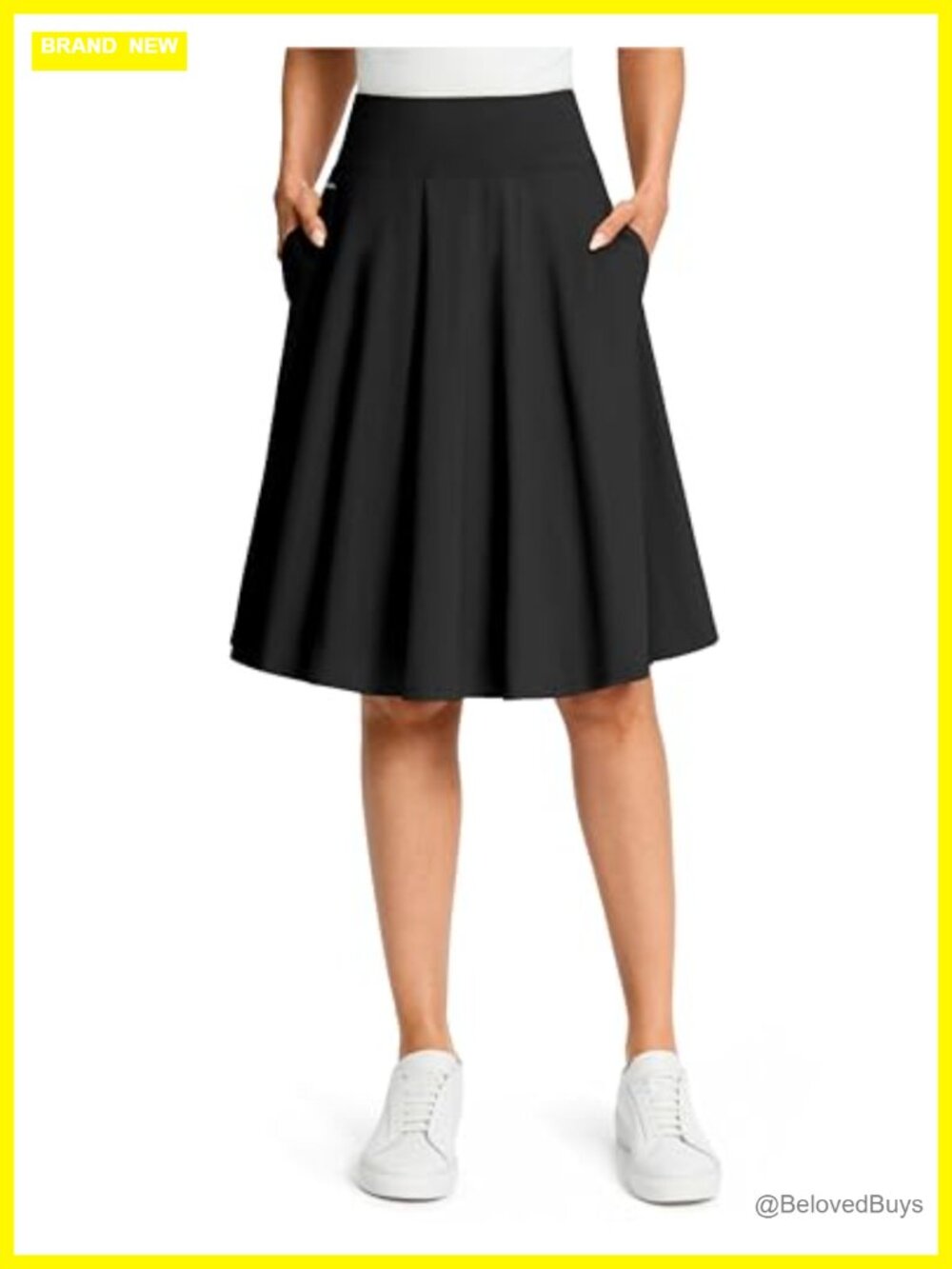 Women's 24" Knee Length Long Skort with Pockets High Waisted